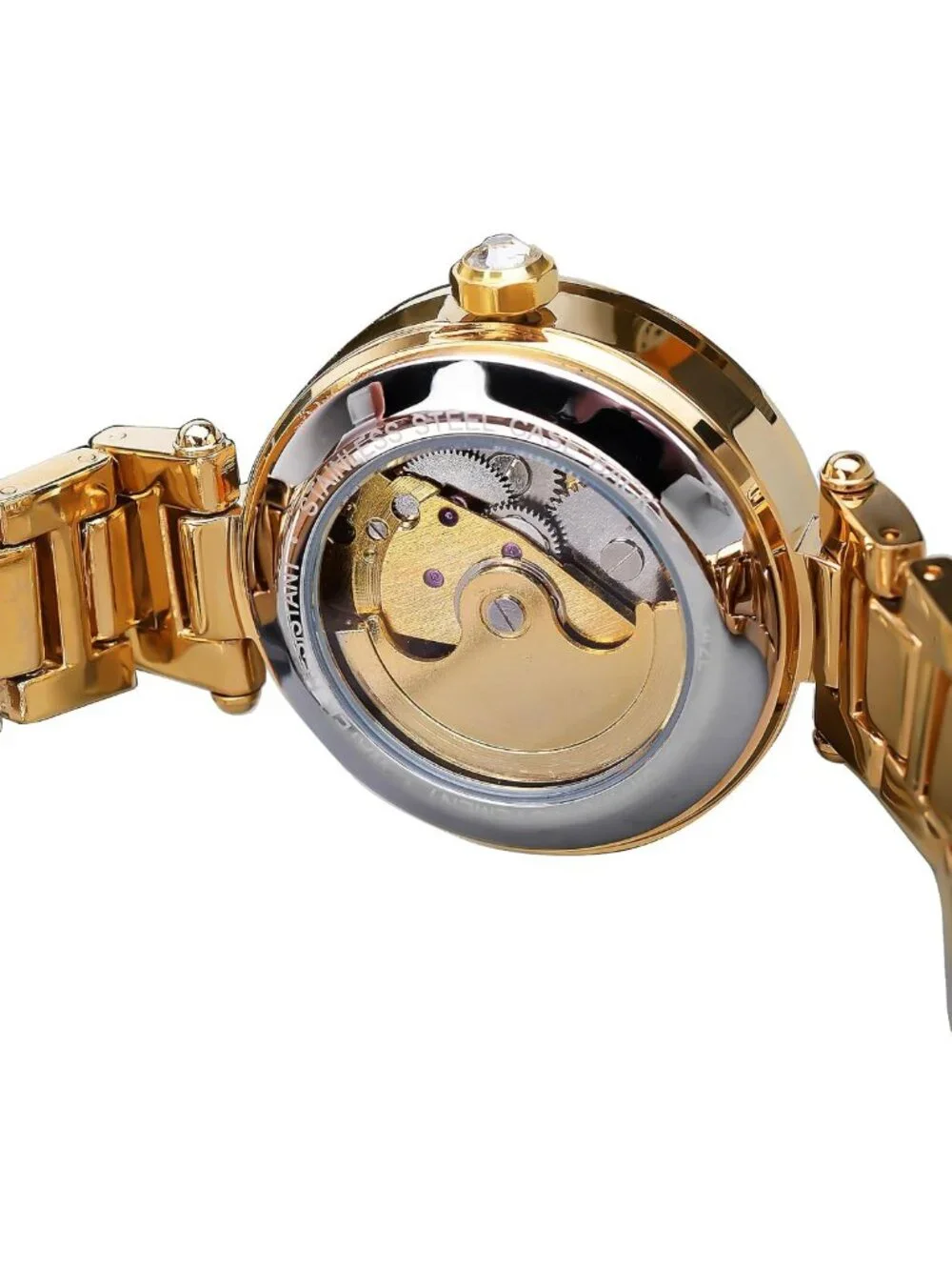 Elegant Skeleton Mechanical Watch for Women - Steampunk Design, Diamond Accents